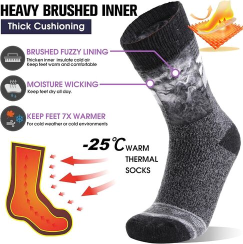 MOGGEI 3 Pairs Thermal Warm Socks for Men & Women Thick Winter Extra Warm Insulated Boot Ski Socks for Cold Weather in Saudi Arabia