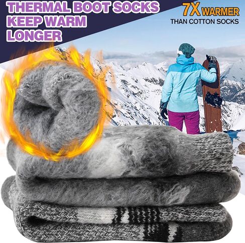 MOGGEI 3 Pairs Thermal Warm Socks for Men & Women Thick Winter Extra Warm Insulated Boot Ski Socks for Cold Weather in Saudi Arabia
