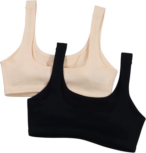 Hanes Girls' Pointelle Square Neck Crop 2 Pack in Saudi Arabia