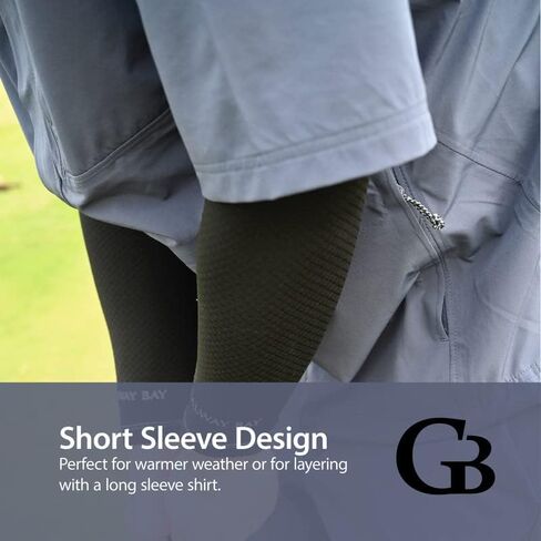 Short Sleeve Golf Rain Jacket - Three Layer Short Sleeve Lightweight, Breathable, All Weather Jacket for Men in Kuwait