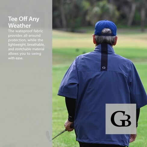 Short Sleeve Golf Rain Jacket - Three Layer Short Sleeve Lightweight, Breathable, All Weather Jacket for Men in Kuwait