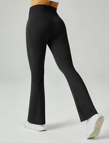 FireSwan Women's Flare Yoga Pants V Waist Flared Leggings High Waisted Bootcut Workout Pants Tummy Control in Kuwait