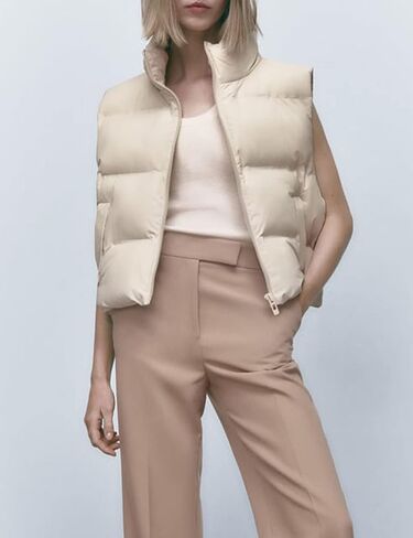 Flygo Women's Winter Crop Vest Sleeveless Quilted Puffer Vest Padded Gilet Jacket Warm Outerwear Pockets in Kuwait