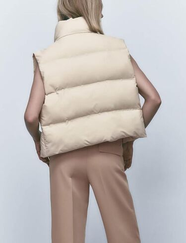 Flygo Women's Winter Crop Vest Sleeveless Quilted Puffer Vest Padded Gilet Jacket Warm Outerwear Pockets in Kuwait