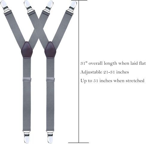 FOX-TECH قميص رجالي قابل للتعديل، حزام رباط للرجال على شكل حرف Y، حزام رباط غير قابل للانزلاق مع مشبك معدني مسنن in Kuwait