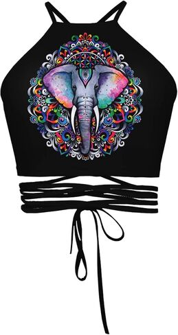 المرأة المطبوعة الرسن ضمادة سترة المحاصيل أعلى القميص in Kuwait