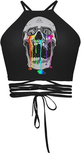 المرأة المطبوعة الرسن ضمادة سترة المحاصيل أعلى القميص in Kuwait