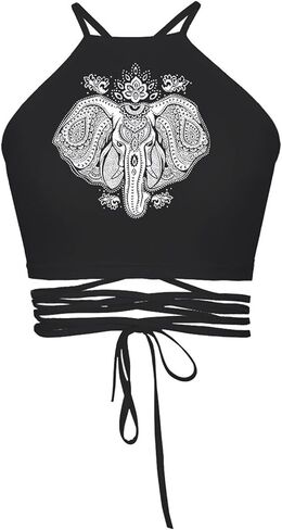 المرأة المطبوعة الرسن ضمادة سترة المحاصيل أعلى القميص in Kuwait