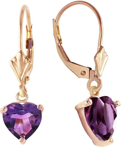 Galaxy Gold GG 14k Yellow Gold Jewelry Set - Necklace and Earrings w/Natural Heart-shaped Purple Amethysts in Saudi Arabia