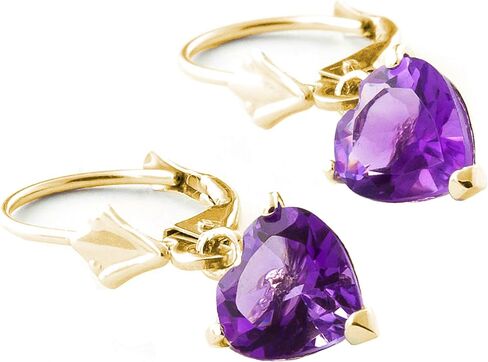 Galaxy Gold GG 14k Yellow Gold Jewelry Set - Necklace and Earrings w/Natural Heart-shaped Purple Amethysts in Saudi Arabia
