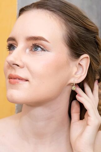 ارتفع الذهب تومض الفضة الاسترليني حقيقية أو الأحجار الكريمة الاصطناعية جولة أنيقة هالة انخفاض Leverback الأقراط in Kuwait