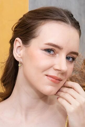 ارتفع الذهب تومض الفضة الاسترليني حقيقية أو الأحجار الكريمة الاصطناعية جولة أنيقة هالة انخفاض Leverback الأقراط in Kuwait