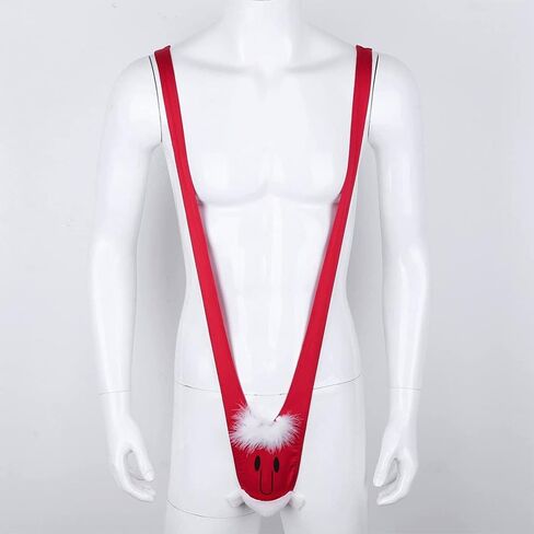 TAIKMD Men's Christmas Santa Snowman Underwear Mankini Thong Leotard Pouch G-String Stretch Jockstrap Pranks Gag Gift Red in Kuwait
