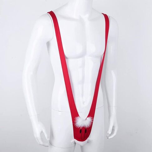 TAIKMD Men's Christmas Santa Snowman Underwear Mankini Thong Leotard Pouch G-String Stretch Jockstrap Pranks Gag Gift Red in Kuwait