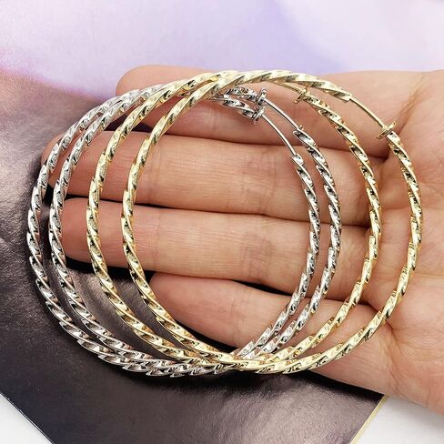 HAISWET Big Clip On Twisted Hoop Earrings Jewelry Set Silver Gold Color in Kuwait