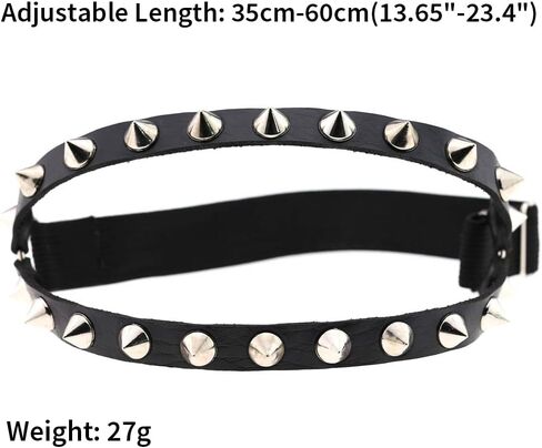 FM FM42 Black PU Simulated Leather Spikes Rivets 2-Layer Adjustable Leg Ring Elastic Garter, Pack of 2 PCs in Kuwait