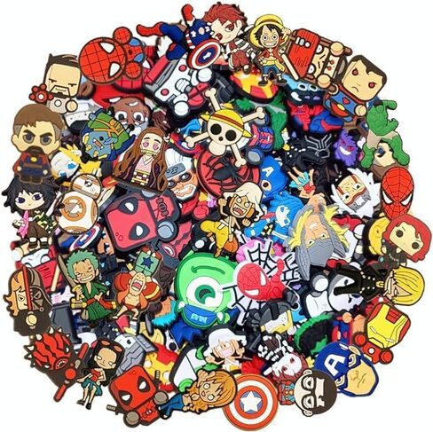 100 قطعة من تعليقات الاحذية بتصميم انيمي من بوروت، مناسبة كهدايا للحفلات، اكسسوارات للهالوين، عيد الفصح، الكريسماس، اعياد الميلاد، للاطفال والكبار من الجنسين، 100 قطعة in Kuwait