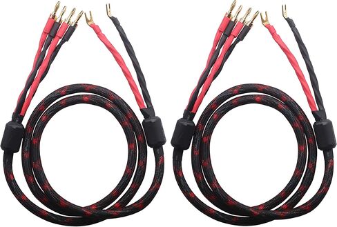 كابل مكبر صوت ثنائي السلك K2Y-4B من KK (4 مقابس موزة - 2 مقابس بأسمائها الحقيقية)، مجموعة زوج واحد (إجمالي 8 مقابس موزة، 4 مقابس بأسمائها الحقيقية)، K2Y-4B. (1.5 م (4.92 قدم)) in Kuwait