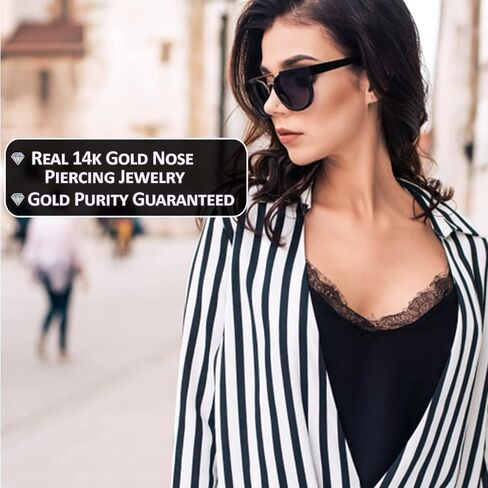 JewelryWeb - مسمار أنف كروي بسيط من الذهب الحقيقي عيار 14 قيراط 1.5 مم - حلقة أنف 20 جرام - ثقوب الأنف - مسامير حلقات الأنف - مسامير أنف مضادة للحساسية in Kuwait