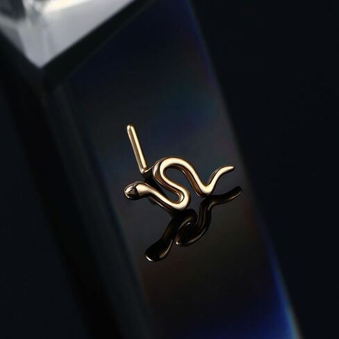 CM Crareesi Mania 14k الذهب الأفعى حلقات الأنف الأزرار 20 مقياس الذهب ثقب الأنف المجوهرات 14K الصلبة الذهب الأصفر الأنف الدائري مسمار الذهب الأنف ثقب المجوهرات للنساء الرجال in Kuwait