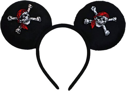 عصابة رأس ميكي ميني آذان من CLGIFT، آذان ميكي سوداء فضية بدون قوس DIY ميني، آذان للأولاد، آذان ميكي كبيرة (قرصان) in Kuwait