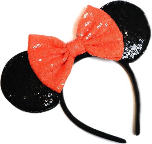 CLGIFT Red sparkle minnie ears, Silver gold blue minnie ears, Custom Mouse Ears,Classic Red Sequin Mickey Ears (Black) in Saudi Arabia