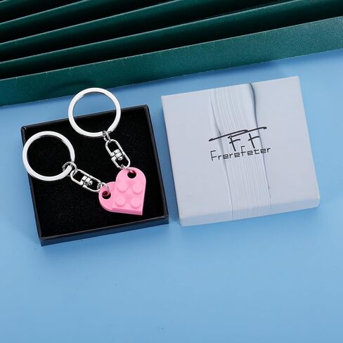 FrereFeter Matching Couples Stuff Brick Heart Keychain Valentines Day Gifts for Him Her Wife Husband Boyfriend Girlfriend in Kuwait