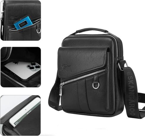 Eshow Men's Crossbody Shoulder Bag Leather Men Messenger Bag Retro Side Satchel PAD Bag For Work Business Sling Casual Bag in Kuwait