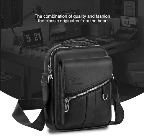 Eshow Men's Crossbody Shoulder Bag Leather Men Messenger Bag Retro Side Satchel PAD Bag For Work Business Sling Casual Bag in Kuwait