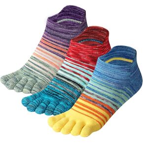 Meaiguo Women's Toe socks No Show Cotton Five Finger Socks For Running Athletic 3 Pairs