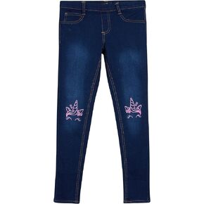 بنطلون جينز للفتيات من dELias مصنوع من قماش الدنيم فائق التمدد مع تطريز على الركبة in Kuwait