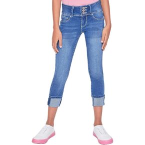 YMI Girls Basic 3 Button Wide Cuff Skinny Jean