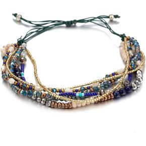 kelistom Handmade Beaded Chain Wrap Bracelet for Women Multilayers Adjustable Braided String Stretch Knot Beads Bracelets for Women Girls in Kuwait