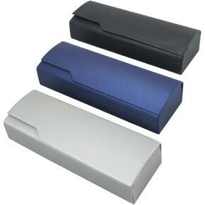 حافظة نظارات من تشكسيلينج، 3 قطع حافظة نظارات صلبة محمولة بقفل مغناطيسي، حافظة نظارات طبية لنظارات القراءة والنظارات الشمسية لنظارات قصر النظر للنساء والرجال، فضي، ازرق in Kuwait