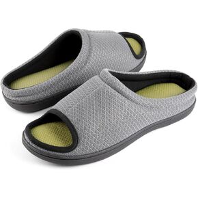 Zizor Men's Memory Foam Open Toe Slippers, Slip On Breathable House Shoes with Indoor Outdoor Anti-Skid Rubber Sole in Kuwait
