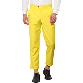 Lars Amadeus Men's Cropped Pants Slim Fit Flat Front Solid Color Ankle-Length Dress Pants in Saudi Arabia