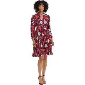 Maggy London Women's V-Neck Pleated Skirt Dress Career Workwear Desk to Dinner Event Party Guest of in Kuwait