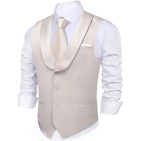 WSHOWY Mens Business Vest Shawl Collar Suit U-Neck Waistcoat Pocket with White Edges Slim Fit Wedding Formal Tuxdeo
