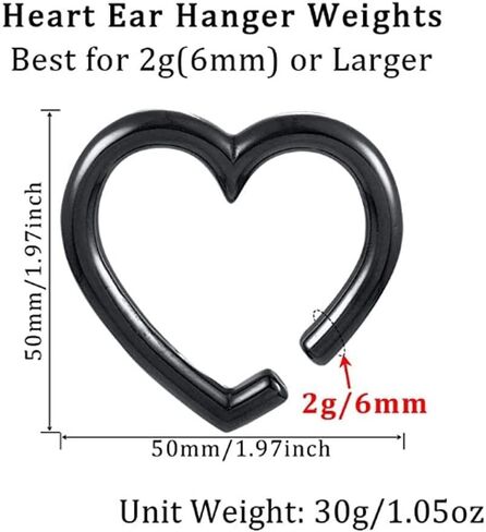 Andy's Orchids Ear Weights for Stretched Ears GaugesHeavy Hanger Stretching Kit,1Pair Heart Shape Stainless Steel Ear Hanger Ear Dangle Plugs Ear Body Piercing (black) in Saudi Arabia