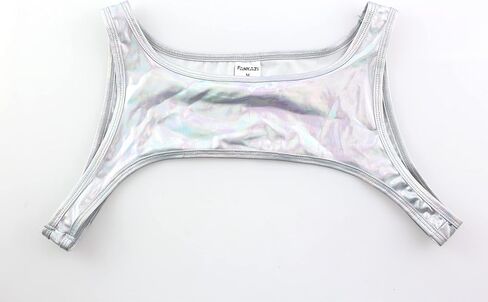 Men's Shiny Metallic Muscle Half Tank Tops Sleeveless Shoulder Chest Strap Harness Costume in Saudi Arabia
