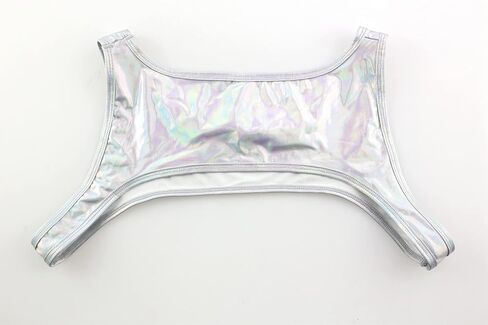 Men's Shiny Metallic Muscle Half Tank Tops Sleeveless Shoulder Chest Strap Harness Costume in Saudi Arabia