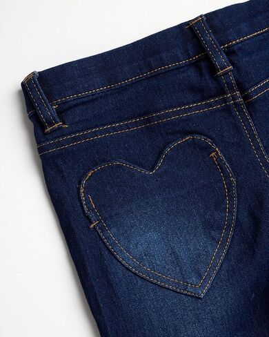 بنطلون جينز للفتيات من dELias مصنوع من قماش الدنيم فائق التمدد مع تطريز على الركبة in Kuwait