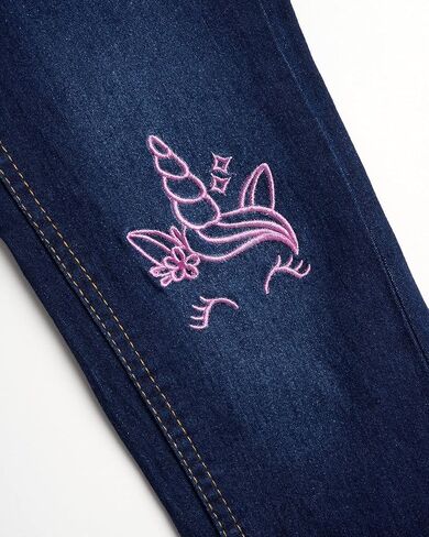 بنطلون جينز للفتيات من dELias مصنوع من قماش الدنيم فائق التمدد مع تطريز على الركبة in Kuwait