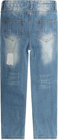KIDSCOOL SPACE Girls Jeans,Elastic Waistband Inside Baby Little Big Girl Ripped Holes Denim Pants in Saudi Arabia