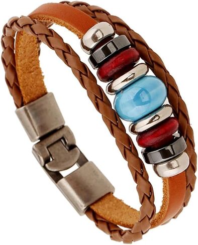 Dmaiy Leather Boho Bracelet Womens Wrap Bracelets Beaded Rose Bracelet Jewelry for Women and Men in Kuwait