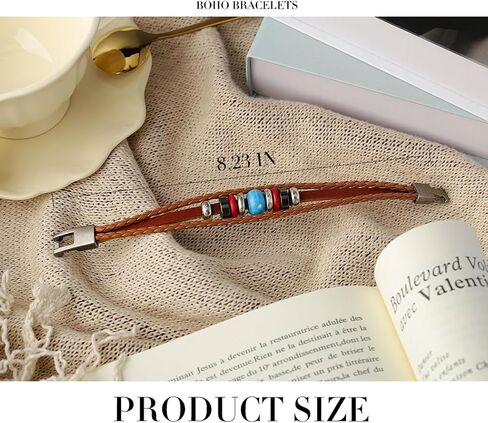 Dmaiy Leather Boho Bracelet Womens Wrap Bracelets Beaded Rose Bracelet Jewelry for Women and Men in Kuwait