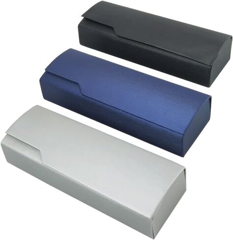 حافظة نظارات من تشكسيلينج، 3 قطع حافظة نظارات صلبة محمولة بقفل مغناطيسي، حافظة نظارات طبية لنظارات القراءة والنظارات الشمسية لنظارات قصر النظر للنساء والرجال، فضي، ازرق in Kuwait