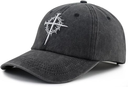 Jesus Cross Nail Hat for Men Women, Funny Adjustable Cotton Embroidered Christian Religious Faith Baseball Cap in Saudi Arabia