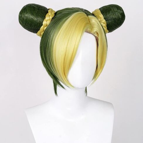 PWEINCY JJBA Jolyne Kujo Cosplay Wig Jolyne Cujoh Buns Braided Synthetic Hair Green Blue in Saudi Arabia