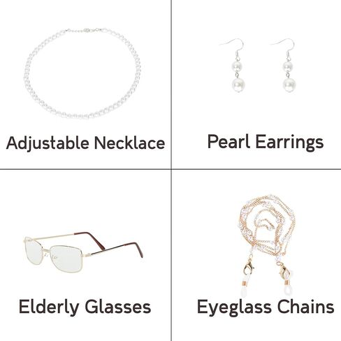 يان دريم باروكة نسائية عجوز 6 قطعة/المجموعة/مجموعة شعر مستعار قصير مجعد باللون الرمادي الفضي للجدة مجموعة شعر مستعار للهالوين in Kuwait